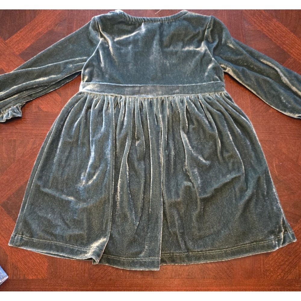 Carters Just One You 9M Teal Green Velvet Button Front Bow Baby Dress NWT
